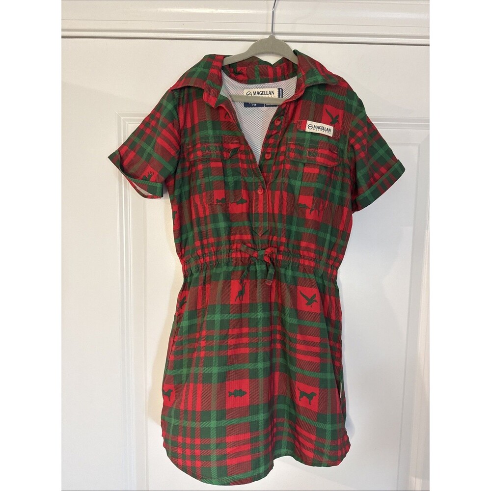 Magellan Outdoors Classic Fit Dress Girls 6x Red Green Christmas Holiday